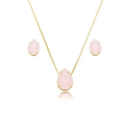 CONJUNTO GOTA ZIRCONIA ROSE