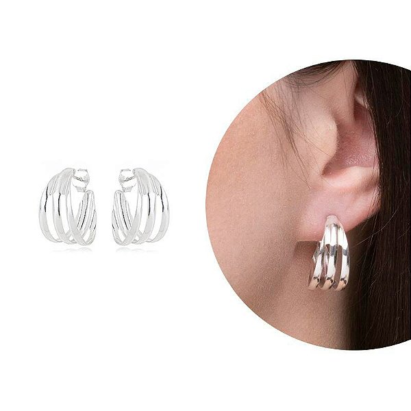 BRINCO DE ARGOLA MÉDIA BANHADO A PRATA