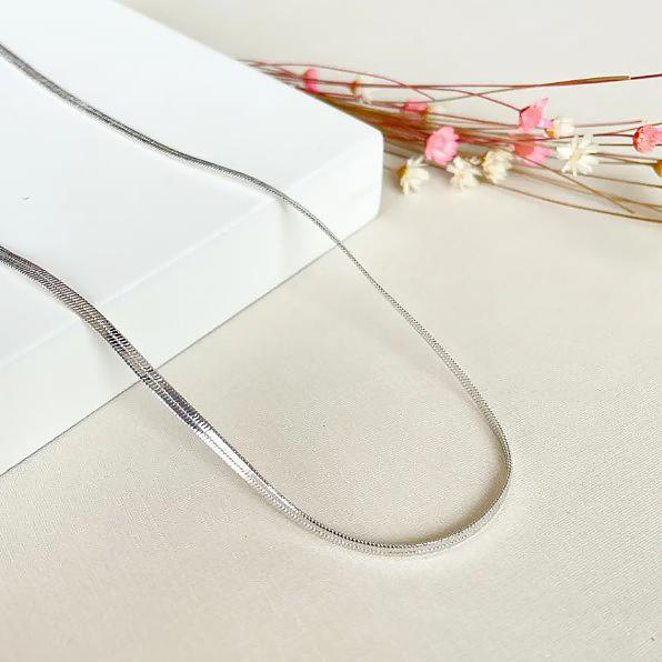 CHOKER MALHA 2 MM BANHADO A RÓDIO BRANCO