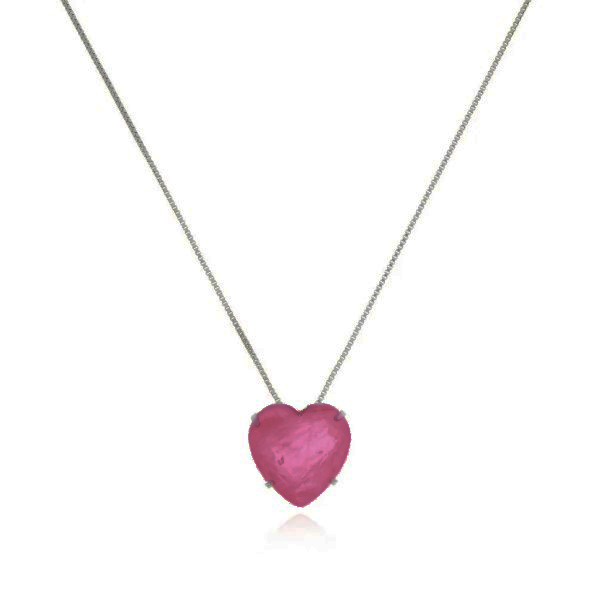 COLAR COM CORAÇÃO PINK EM RÓDIO NEGRO