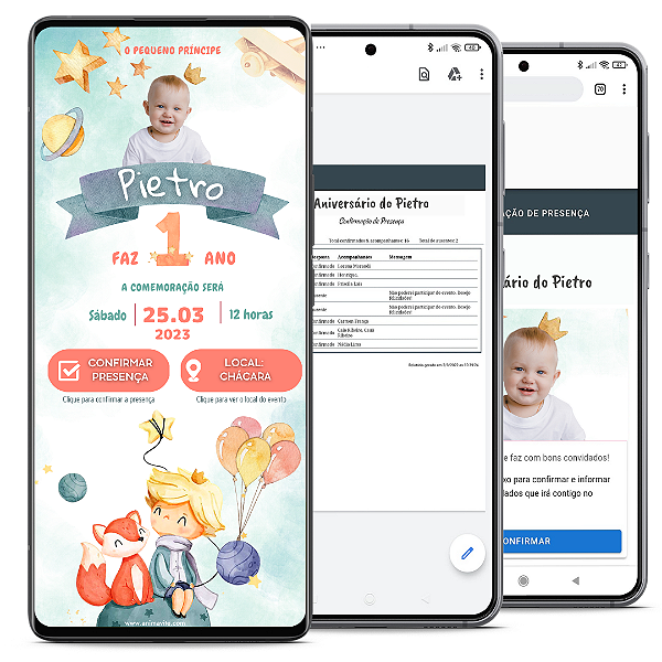 Convite Digital Interativo - Pequeno Príncipe - Sistema Confirmação de Presença