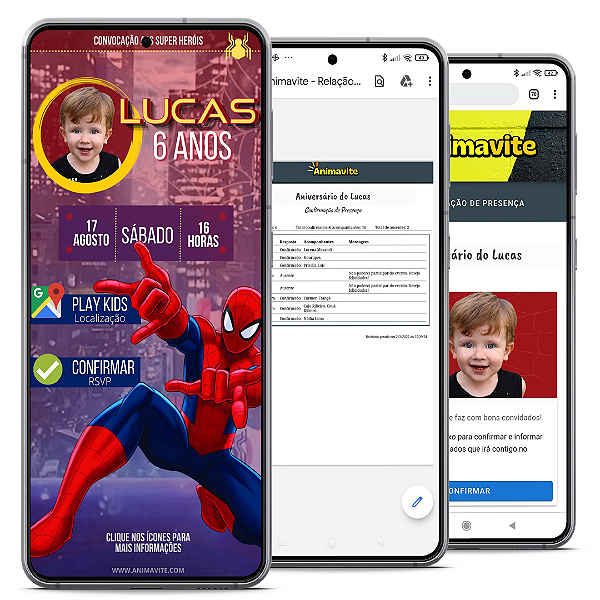 Convite Digital Interativo Herois - Homem Aranha- Hulk - Homem de Ferro - Mulher Maravilha - Os Incríveis