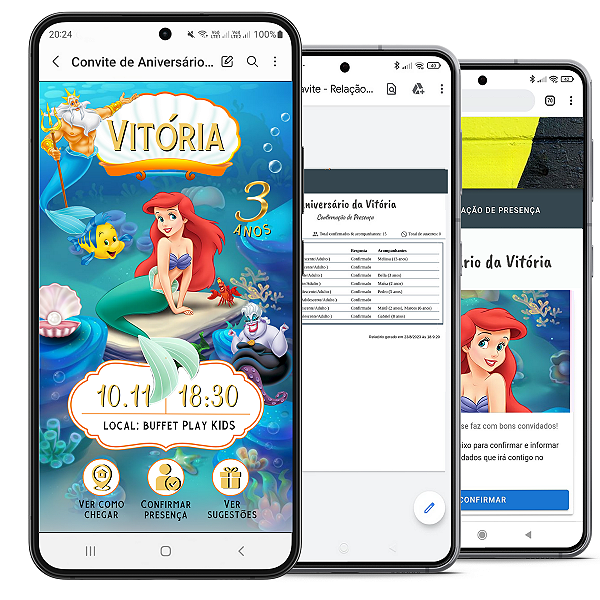 Convite de Aniversário Interativo - Sereia - Com Sistema de Confirmação de presença