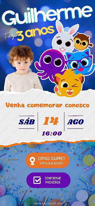 Lindo Convite Bolofofos Editável  Convites digitais, Convite, Aniversario  infantil