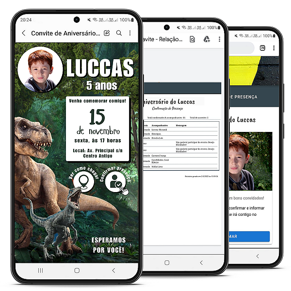 Convite de Aniversário Digital e Interativo com Tema de Dino Baby e Jurassic World
