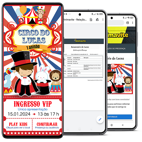 Convite de Aniversário Digital e Interativo com Tema de Circo