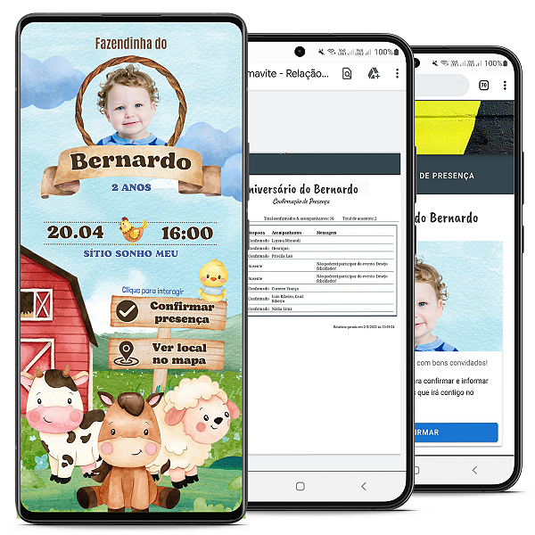 Convite de Aniversário Digital e Interativo com Tema de Fazendinha