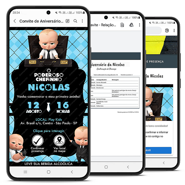 Convite de Aniversário Digital e Interativo com Tema de O Poderoso Chefinho