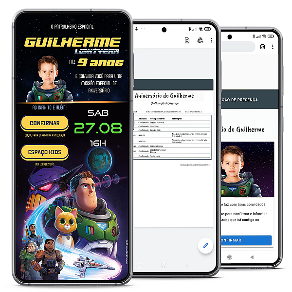 Convite de Aniversário Digital e Interativo com Tema Toy Story e de Buzz Lightyear