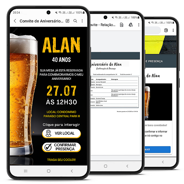 Convite Digital e Interativo de Bebida - Cerveja - Boteco - Churrasco