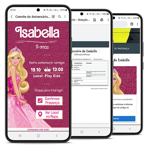 Convite de Aniversário Interativo Barbie - Sistema Confirmar Presença