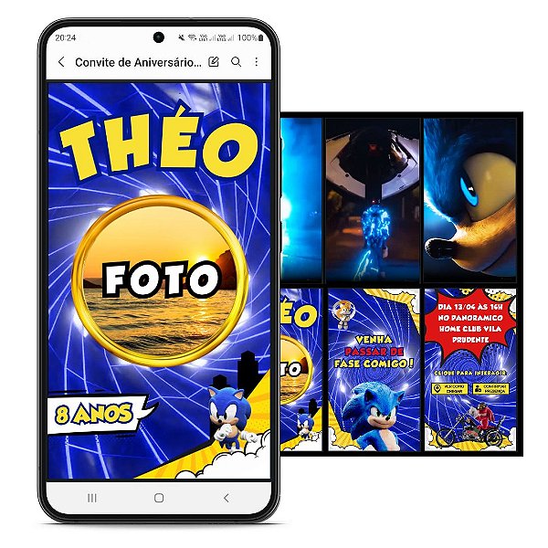 Convite Sonic - Animado e Interativo C/ Sistema Confirmar