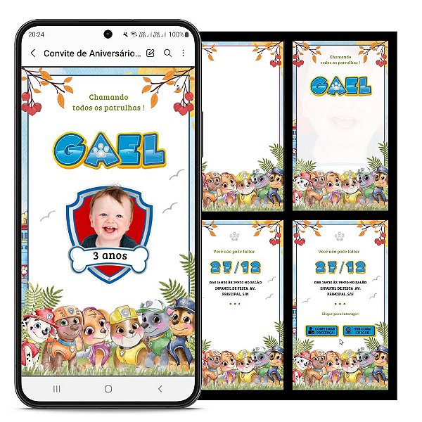 Convite Animado Patrulha Canina - Interativo C/ Sistema Conf
