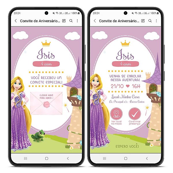 Convite Animado Interativo Princesa - Confirmar Presenç