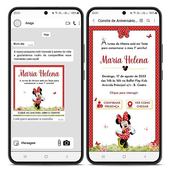 Convite Animado E Interativo Da Minnie - Confirmar Presença