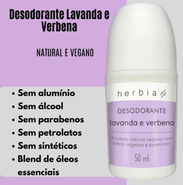 Desodorante Natural Roll-on Lavanda e Verbena 50ml - Herbia