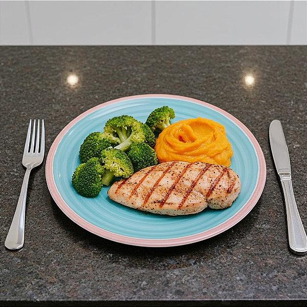 Filé de Frango Grelhado + Purê de abobora + Brócolis (340g)