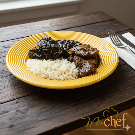 Filé mignon ao molho de mostarda + Abóbora com especiarias + Arroz Branco + Feijão Preto Light (490g)