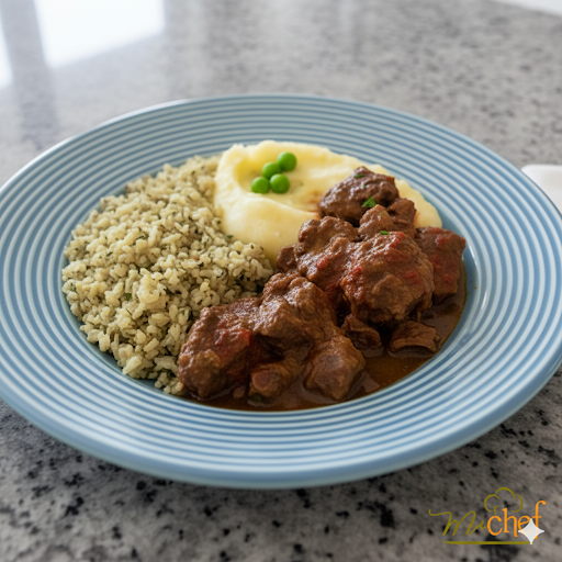 Goulash + Purê de batata inglesa + Arroz Integral de Espinafre (390g)