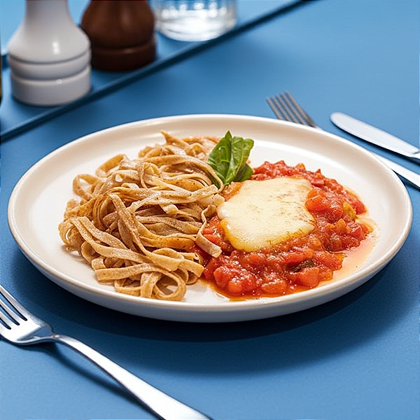 Parmegiana de Filé Mignon + Talharim integral com manteiga de ervas (400g)