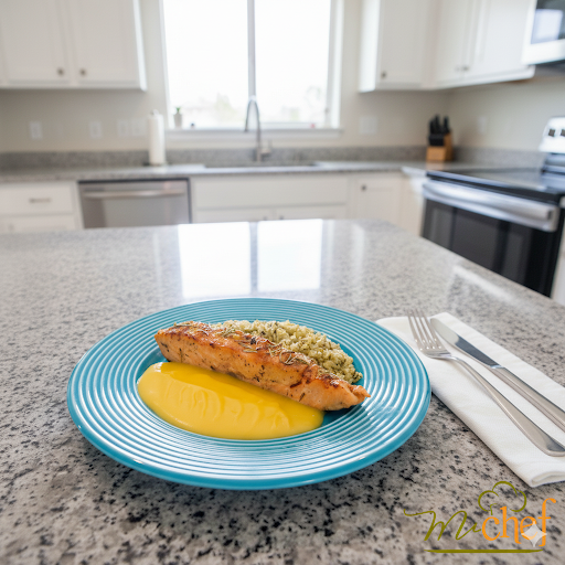 Salmão com ervas + Mousseline de Mandioquinha + Arroz integral com espinafre (360g)