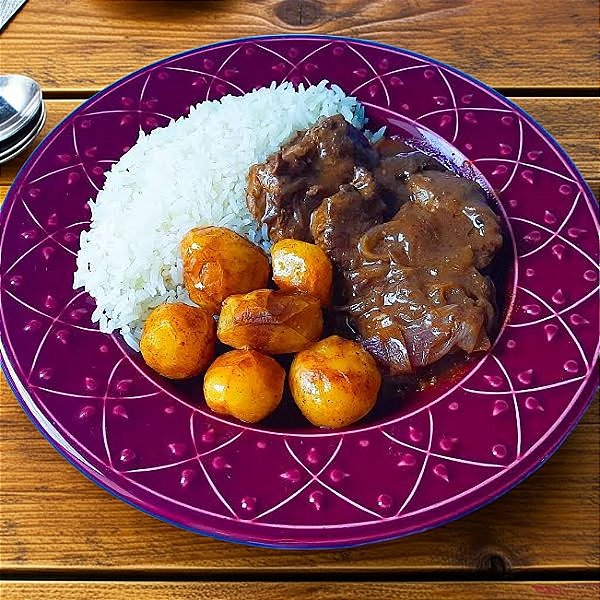 Filé Mignon ao Molho de Mostarda + Arroz Branco + Batatas Sauté (370g)