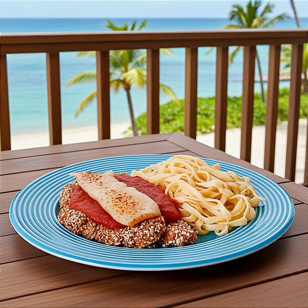 Parmegiana Fit + Fettuccine ao alho e óleo (400g)