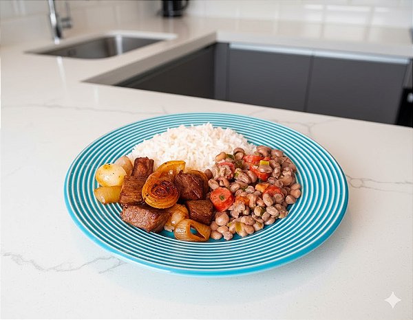 Filé do Sol Acebolado + Arroz Branco + Feijão Verde Sertanejo (370g)