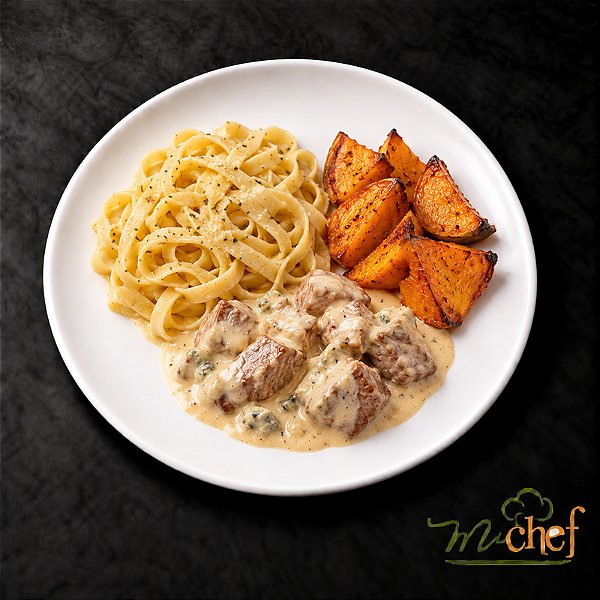 Filé Mignon ao Molho de Gorgonzola + Fettuccine ao Alho e Óleo + Abóbora com Especiarias (450g) | Embalado a Vácuo