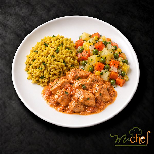 Estrogonofe de Frango + Arroz Integral com Cúrcuma + Mix de Legumes (420g) | Embalado a Vácuo