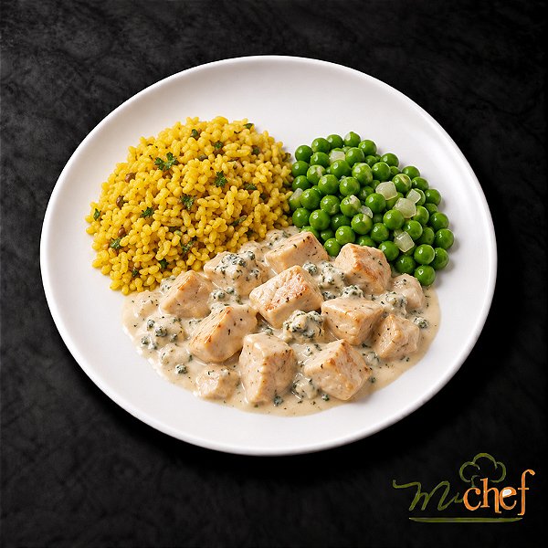 Frango ao Molho Gorgonzola + Arroz Integral com Cúrcuma + Ervilhas Frescas (320g) | Embalado a Vácuo