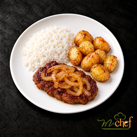 Filé Mignon Acebolado + Arroz Branco + Batatas Sauté (340g) | Embalado a Vácuo