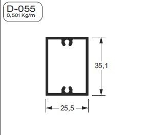 D-055 TRAVESSA PORTÃO DE ALUMINIO COM OLHAL- 3,00 KG  BARRA 6,00 ML