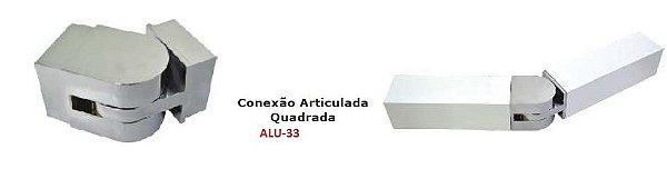 ALU-33 CONEXAO ARTICULADA PARA TUBO QUADRADO "2'(50 MM) P/ GUARDA-CORPO/ESCADA