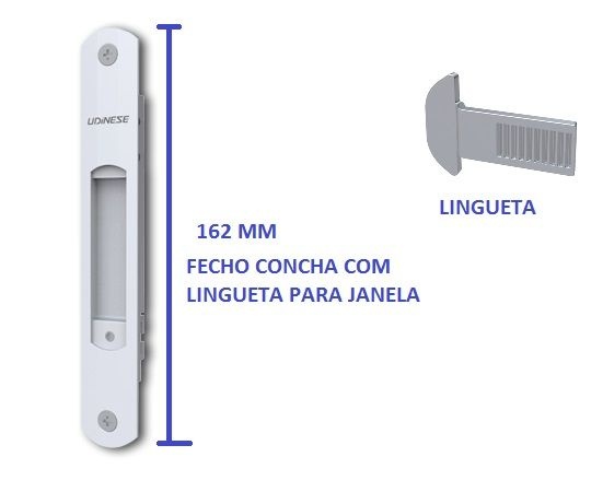 CON-2011A- fecho concha 162 MM p/ janela com lingueta Udinese.
