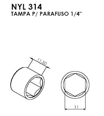 NYL-314 TAMPA DE NYLON P/ PARAFUSO 1/4" GUARDA-CORPO PANORAMA