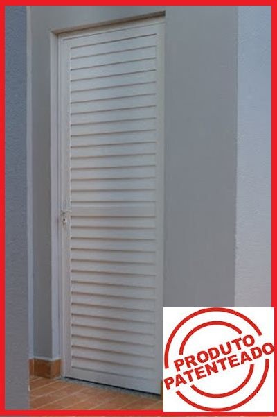 Porta de abrir 1 folha de aluminio com lamena 80 x 2,10 cortada com acessorios para montar  linha sup.
