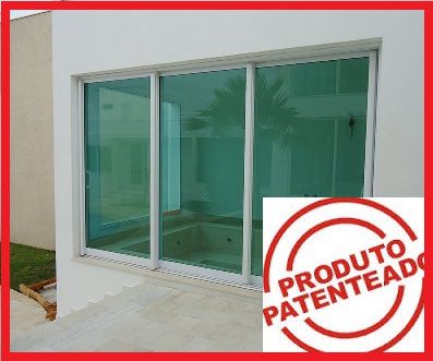 Porta de correr 3 folhas de aluminio sem travessa com reforço 2,50 x 2,15 cortada e usinada com acessorios abertura para os dois lados linha sup.