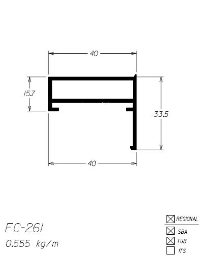FC-261-montante quadro sem aba de espera 3,33 kg barra 6,00 ml fachada pv2