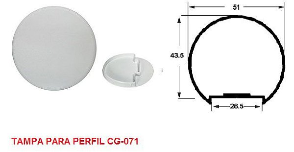 TAM-071 tampa canopla para perfil corrimão CG-071