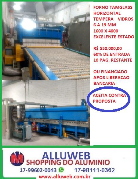 FORNO DE TEMPERA HORIZONTAL TAMGLASS PARA VIDROS TEMPERADOS USADO
