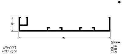 MN-003 6,55 KG/ BARRA 6,00 ML PARA JANELA INTEGRADA AUTOMATIZADA