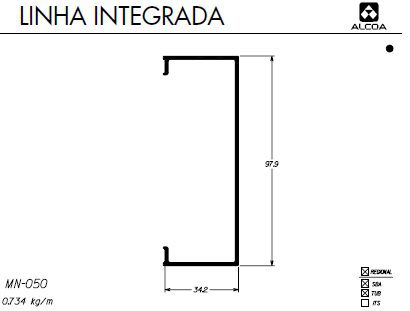MN-050 4.13 KG/ BARRA 6,00 ML PARA JANELA INTEGRADA AUTOMATIZADA