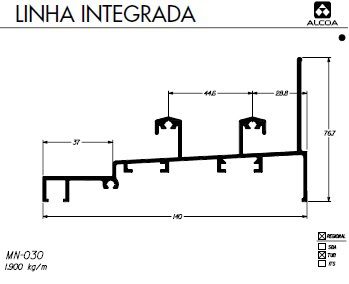 MN-030 11.40 KG/ BARRA 6,00 ML PARA JANELA INTEGRADA AUTOMATIZADA