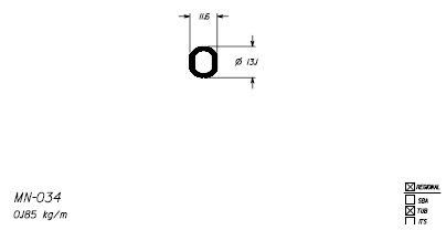 MN-034 1,11 KG/ BARRA 6,00 ML PARA JANELA INTEGRADA AUTOMATIZADA