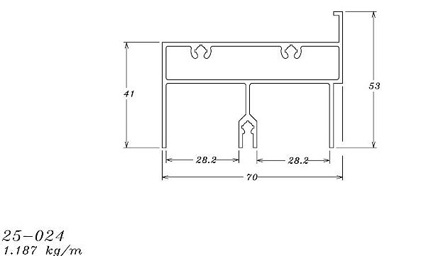 25-024 7.12 KG POR BARRA 6,00 ML LINHA 25 ESQUADRIA DE ALUMINIO