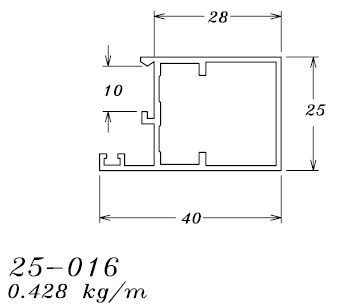 25-016 2,58 KG POR BARRA 6,00 ML LINHA 25 ESQUADRIA DE ALUMINIO