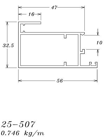 25-507 4.476 KG POR BARRA 6,00 ML LINHA 25 ESQUADRIA DE ALUMINIO