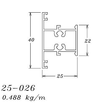 25-026 2,92 KG POR BARRA 6,00 ML LINHA 25 ESQUADRIA DE ALUMINIO