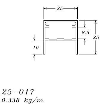 25-017 2,02 KG POR BARRA 6,00 ML LINHA 25 ESQUADRIA DE ALUMINIO